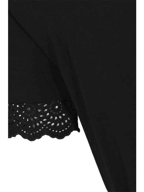 T-shirt con maniche in pizzo Sangallo Nero ALBERTA FERRETTI | U0750 16950555